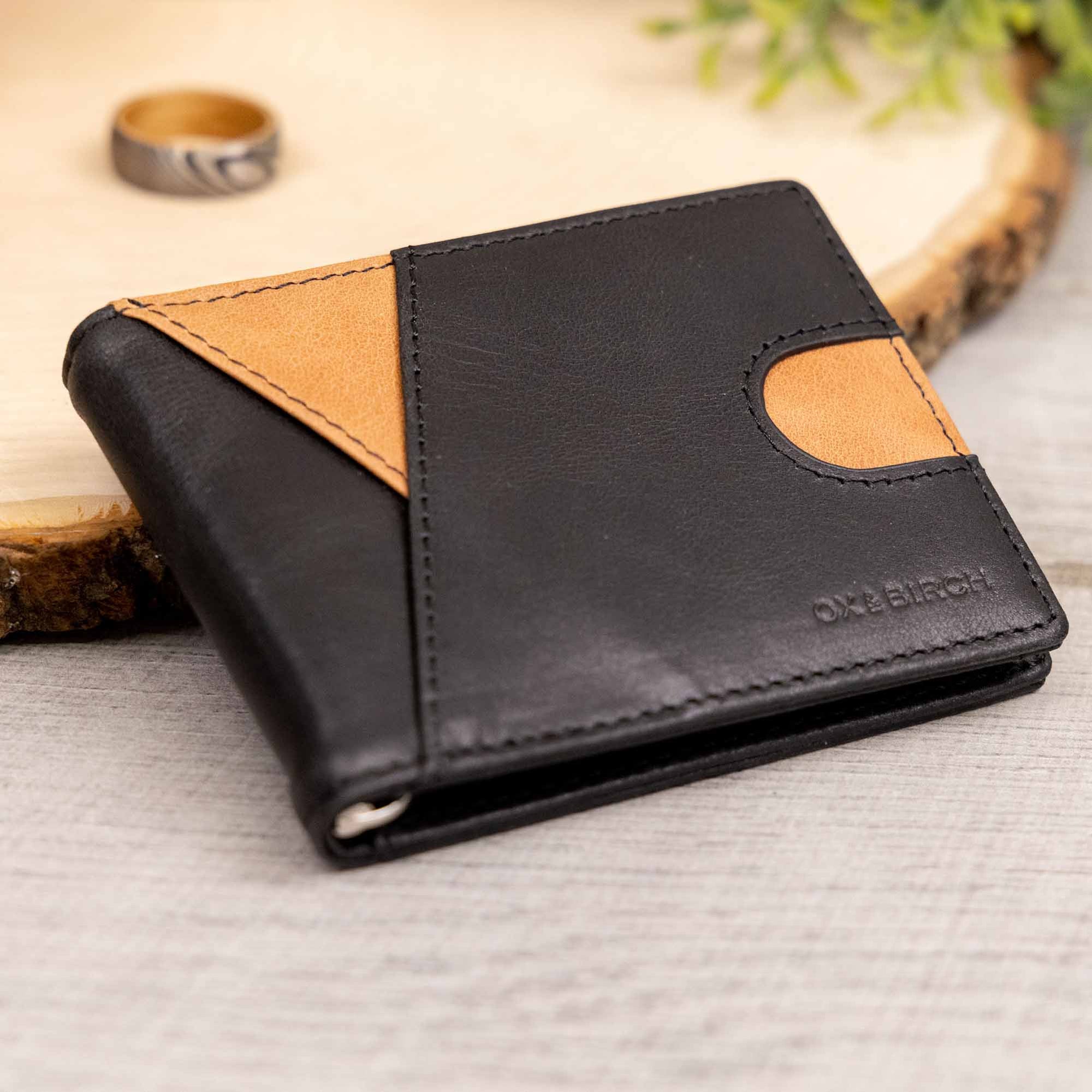 Black & Saddle Brown Leather Slim Wallet | Hudson - Ox & Birch
