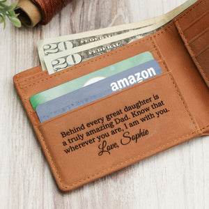 Men's Genuine Leather Bifold with Personalized Engraving, Father's Day Gift for Dad.