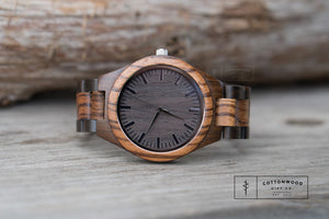 wood watch zebra wood and ebony
