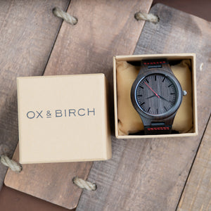 Black Red Wooden Watch | Flynt - Ox & Birch