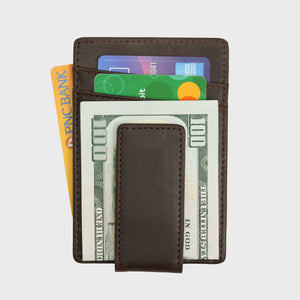 Money Clip ID - Dark Brown