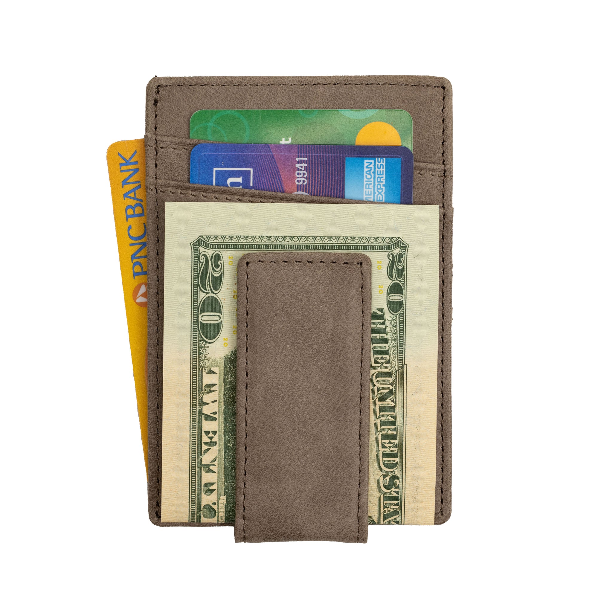 Gray money clip with magnetic bill holder. 