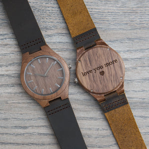 Men's walnut wooden watch with dark brown leather band and silver dial – Ox & Birch