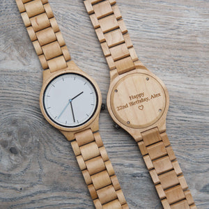 Maple wood mens personalized watch for men with birthday custom engraving - Ox & Birch