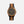 Mens two toned wooden watch with silver markers and green second hand on the white background