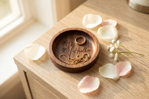 Round Walnut Wood Jewelry Tray
