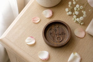 Round Walnut Wood Jewelry Tray