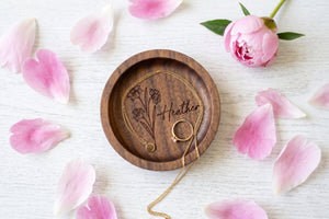 Round Walnut Wood Jewelry Tray