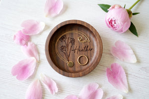 Round Walnut Wood Jewelry Tray