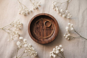 Round Walnut Wood Jewelry Tray