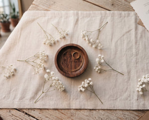 Round Walnut Wood Jewelry Tray
