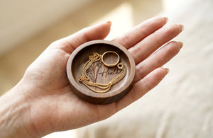 Round Walnut Wood Jewelry Tray
