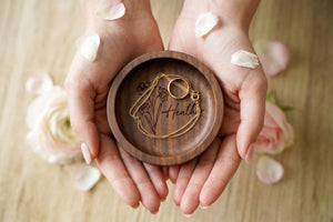 Round Walnut Wood Jewelry Tray