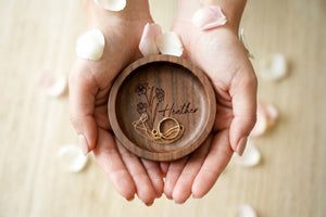 Round Walnut Wood Jewelry Tray