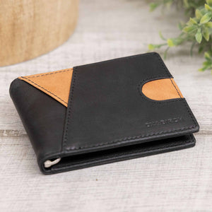 Black & Saddle Brown Leather Slim Wallet | Hudson - Ox & Birch