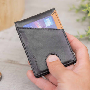 Black & Saddle Brown Leather Slim Wallet | Hudson - Ox & Birch