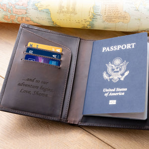 Brown Leather Passport Holder - Ox & Birch