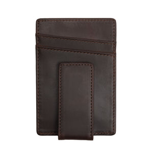 Genuine Leather Money Clip | Brown with ID - Ox & Birch