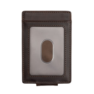Genuine Leather Money Clip | Brown with ID - Ox & Birch