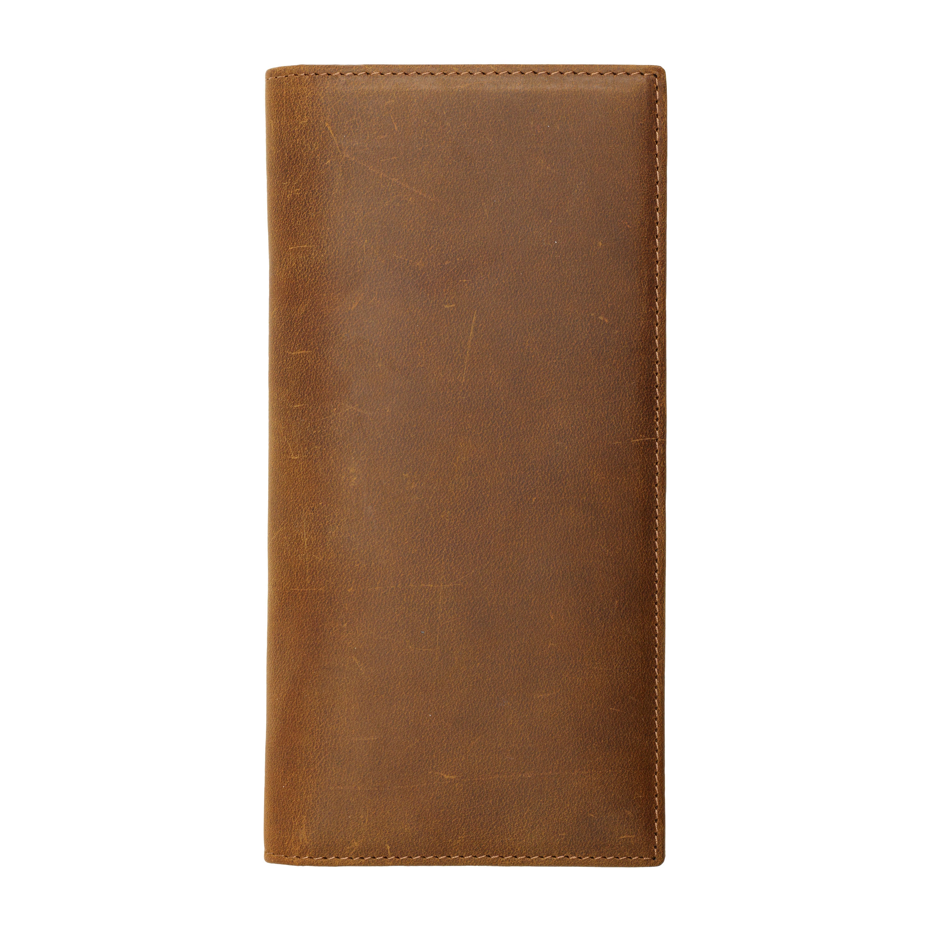 Genuine Leather Long Wallet - Medium Brown Crazy Horse