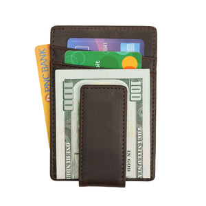 Genuine Leather Money Clip | Brown with ID - Ox & Birch