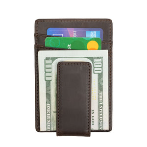 Genuine Leather Money Clip | Brown with ID - Ox & Birch