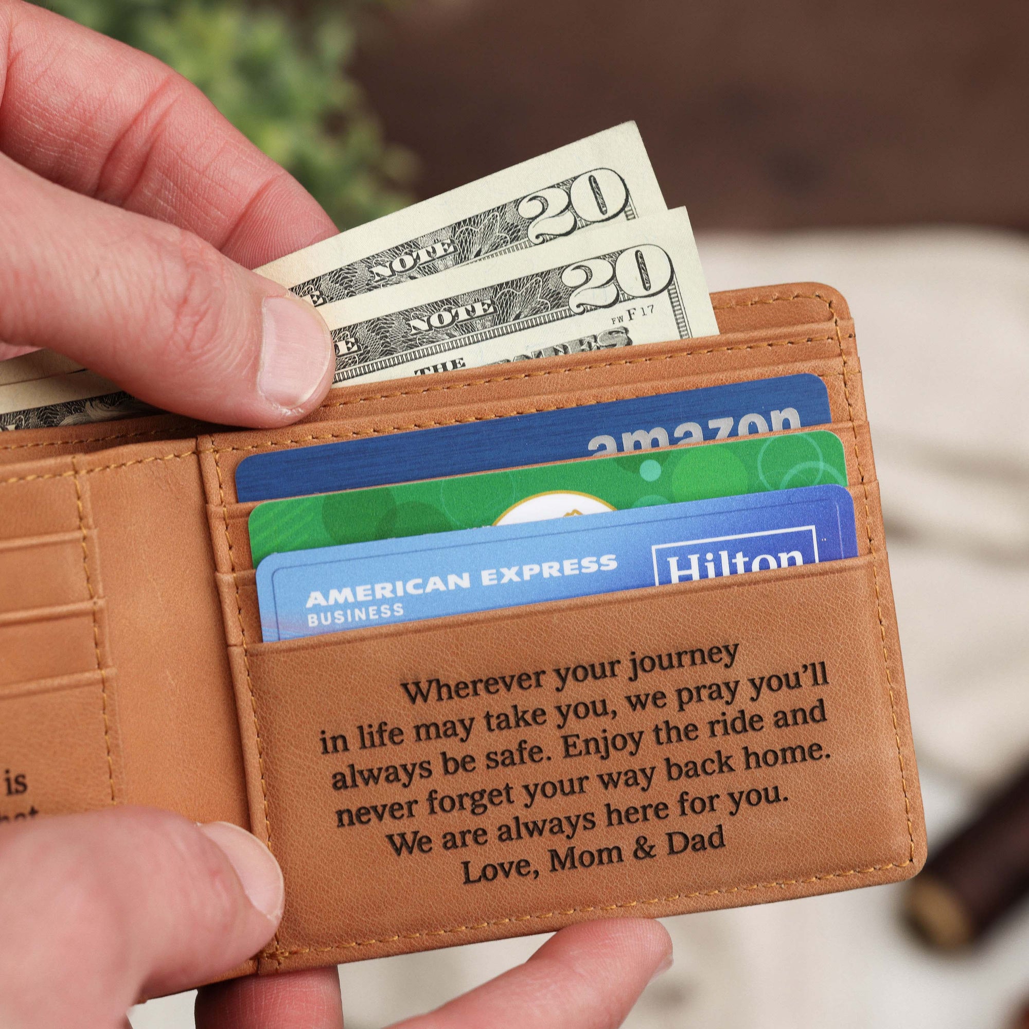 Forest Wooden Credit Card Holder Wallet With Money Clip and 