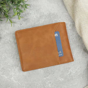 Back Side of the Saddle Brown Leather Wallet Showing Additional Quick Access Pocket.