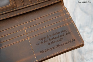 Genuine Leather Long Wallet - Dark Brown Crazy Horse - Ox & Birch