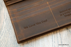 Genuine Leather Long Wallet - Dark Brown Crazy Horse - Ox & Birch