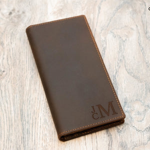 Genuine Leather Long Wallet - Dark Brown Crazy Horse - Ox & Birch