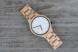wooden watch with maple wood band, groomsmen gifts, mens wrist watch