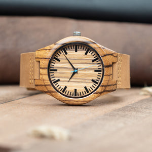 Leather Wood Watch | Forest Blue - Ox & Birch