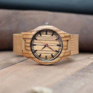 Leather Wood Watch | Forest Red - Ox & Birch