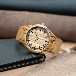 Leather Wood Watch | Forest Blue - Ox & Birch