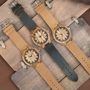 Leather Wood Watch | Forest Blue - Ox & Birch