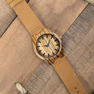 Leather Wood Watch | Forest Blue - Ox & Birch