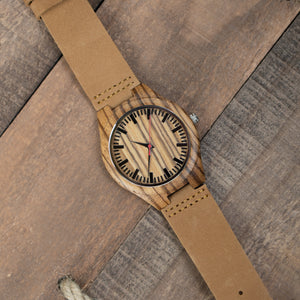 Leather Wood Watch | Forest Red - Ox & Birch