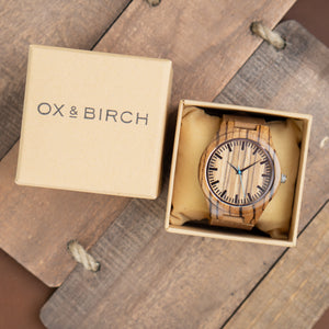 Leather Wood Watch | Forest Blue - Ox & Birch