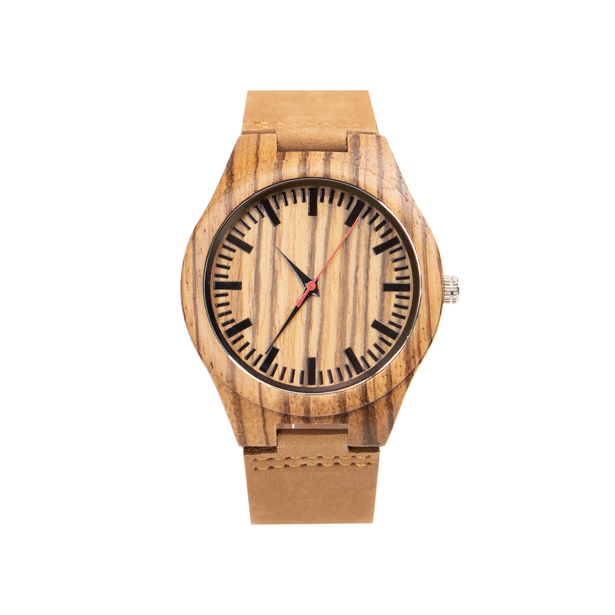 Leather Wood Watch Forest Red Ox Birch