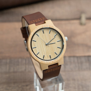 Leather Wood Watch | Desert - Ox & Birch