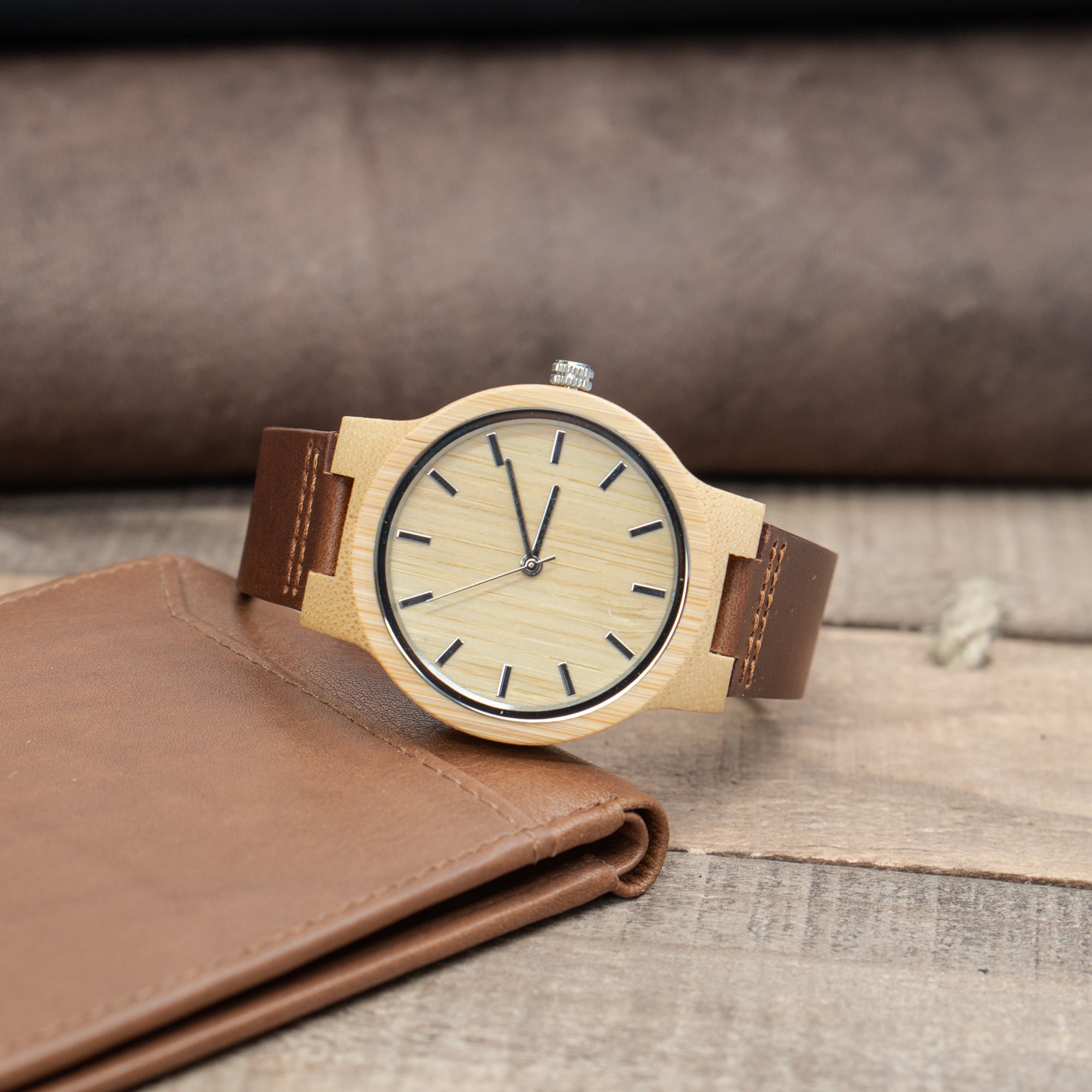 Leather Wood Watch | Desert - Ox & Birch