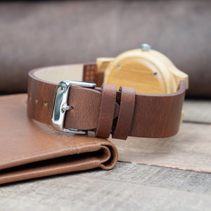 Leather Wood Watch | Desert - Ox & Birch
