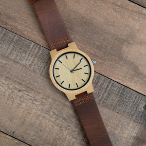 Leather Wood Watch | Desert - Ox & Birch