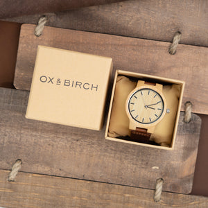Leather Wood Watch | Desert - Ox & Birch