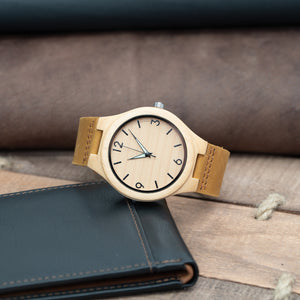 Tan Leather Wood Watch | Liam - Ox & Birch