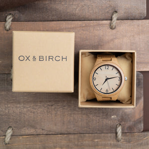Tan Leather Wood Watch | Noah - Ox & Birch