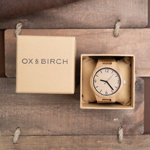 Tan Leather Wood Watch | Owen - Ox & Birch