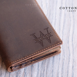Genuine Leather Long Wallet - Dark Brown Crazy Horse - Ox & Birch