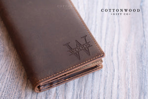 Genuine Leather Long Wallet - Dark Brown Crazy Horse - Ox & Birch